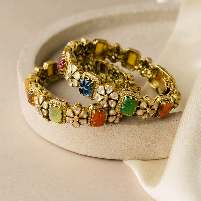 Moissanite Navratan Bangles 